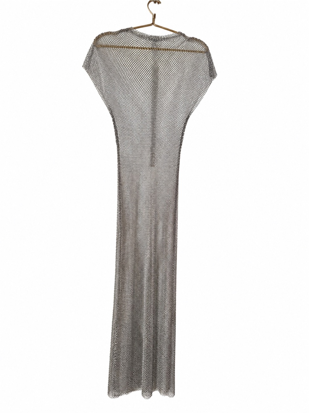 Zara Silver Mesh Midi Dress with Dolman Shoulders